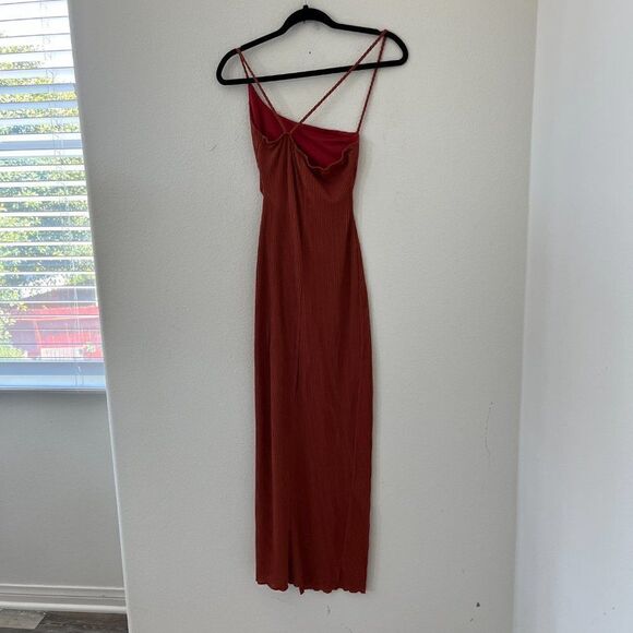 7 Day Wknd Ribbed Cut out Maxi Dress with Slit Spaghetti Strap Size Small - Picture 4 of 11